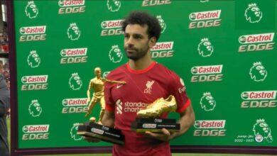 محمد صلاح يتوج بالحذاء الذهبي